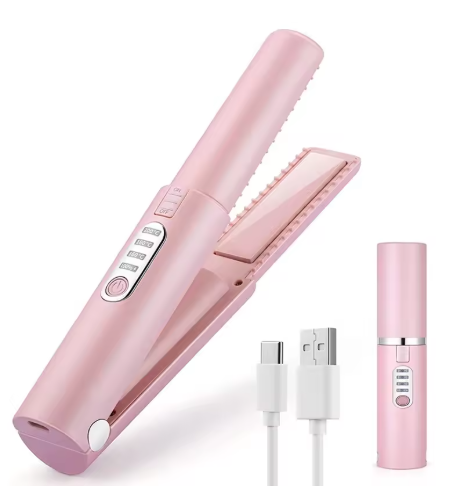 Mini Portable Hair Straightener & Curling Iron Cordless