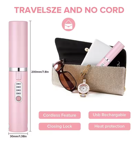 Mini Portable Hair Straightener & Curling Iron Cordless