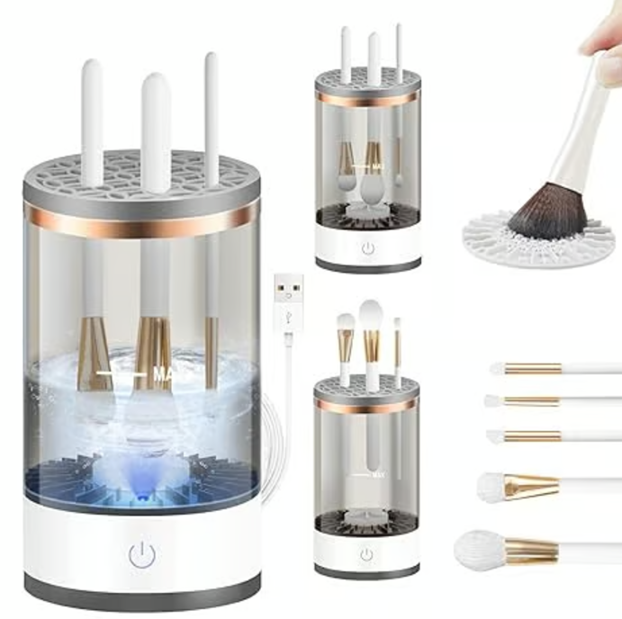 Nettoyeur, séchoir et rangement pour pinceaux de maquillage électriques