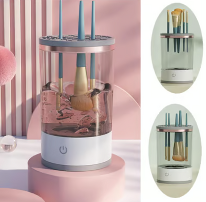 Limpiador de brochas de maquillaje eléctrico, secador y almacenamiento