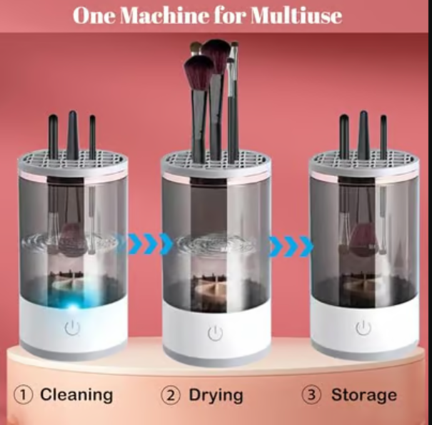Nettoyeur, séchoir et rangement pour pinceaux de maquillage électriques