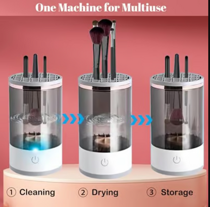 Limpiador de brochas de maquillaje eléctrico, secador y almacenamiento