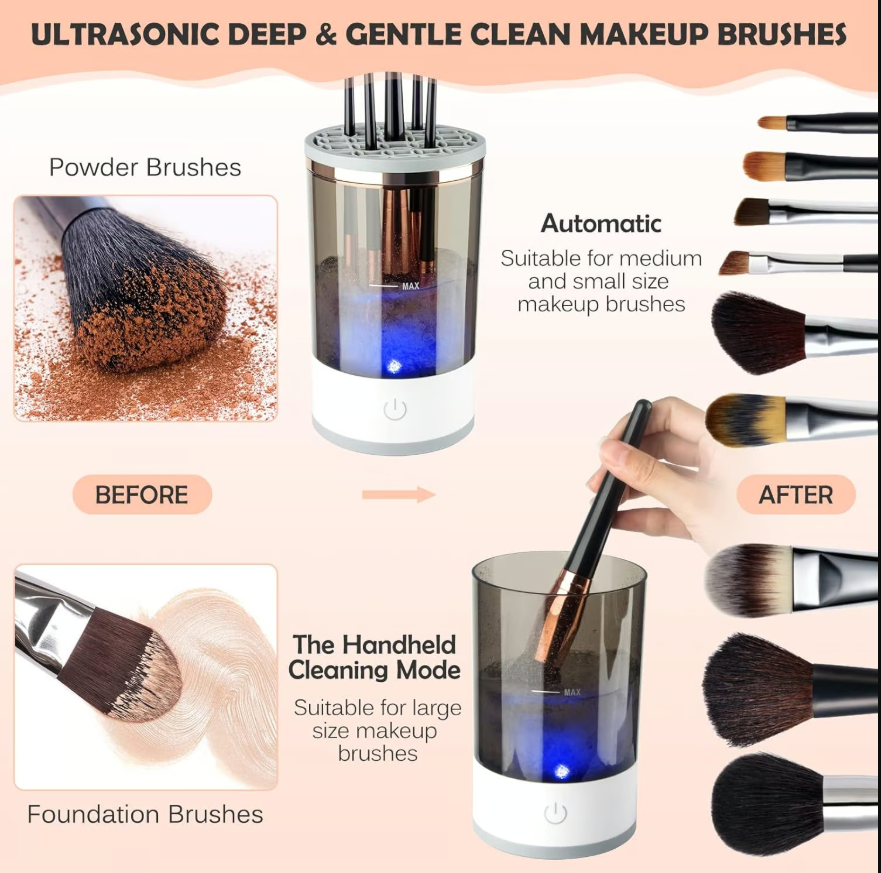Nettoyeur, séchoir et rangement pour pinceaux de maquillage électriques